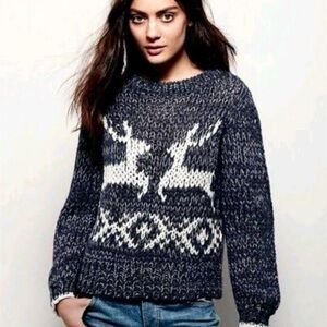 Free People Dancer Prancer Reindeer Sweater Large